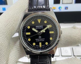 Vintage Refurbished Seiko 5 Black Face 6309 17 Jewels 37MM Men's Watch