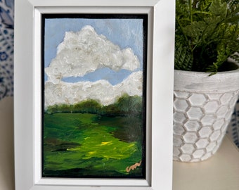 Dreamy Abstract Landscape Painting, Original Art on Archival Paper, 4"x6"