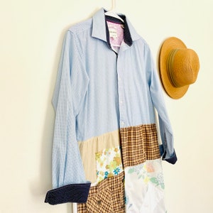 Tangled in Blue Art Jacket - Women&#39;s Upcycled, Repurposed, Refashioned Clothing - Size S/M - Menswear Re-Do - Bohemian Spring Overcoat
