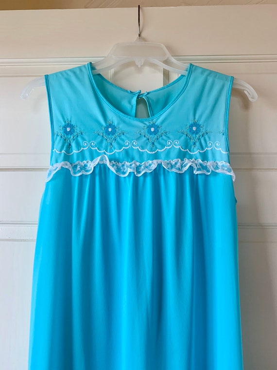 Dreamy Blue Long Nightgown - Vintage 1960s - Exce… - image 3