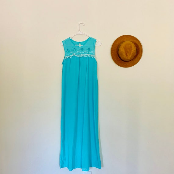 Dreamy Blue Long Nightgown - Vintage 1960s - Exce… - image 1