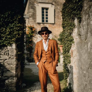 Tobacco Brown Mens Wedding Suit