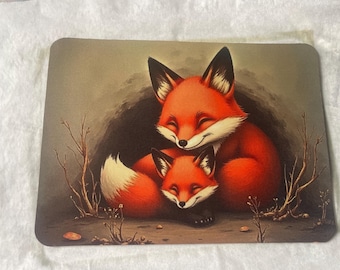 Fox Forest Desk Mat – Cozy Animal Workspace Accessory (20x28cm)