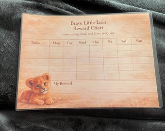Brave Little Lion A4 Laminated Reward Chart for Kids Weekly Routines