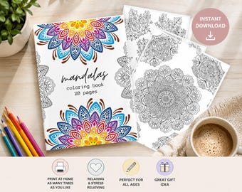 Mandala Coloring Book for Adults | 20 Relaxing Stress Relief Pages (Digital Download)