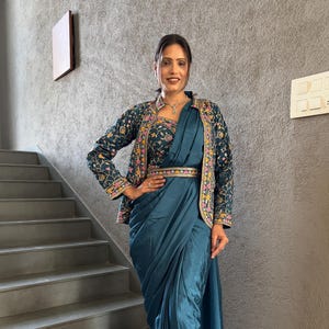 long sleeve saree dress Ankle Length Fit & Flare Madurai Saree Dress