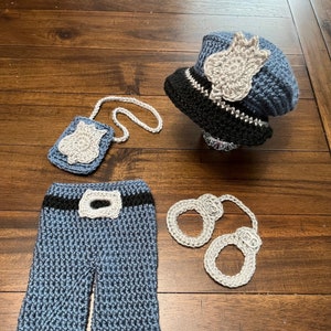 Police Officer Baby Photo Prop Crochet Outfit Pattern