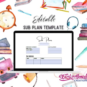 Sub Plans Template | EDITABLE