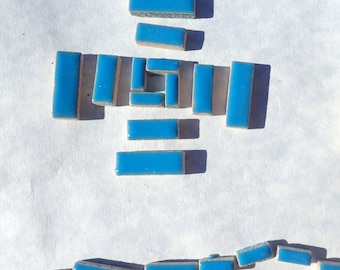 Mosaicos rectangulares mini en azul mediterráneo - Cerámica de 50 g en tres tamaños: 9,5 mm, 16,5 mm y 19 mm en azul Thalo