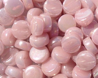 Pale Pink Iridescent MINI Glass Drops Mosaic Tiles - 50 grams - Over 100 Dotz