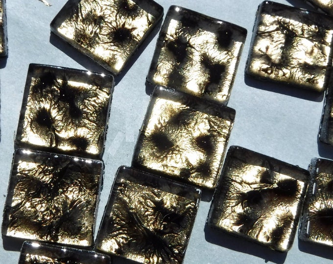 Bronze Foil Squares - 25 Glass Tiles - 20mm