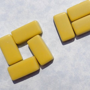 Mellow Yellow Rectangle Mosaic Tiles - 20mm - 100g Opaque Glass Bars - Approx 35 Tiles