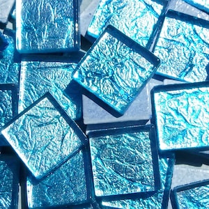 Blue Foil Glass Mosaic Tiles - 25 Squares - 20mm