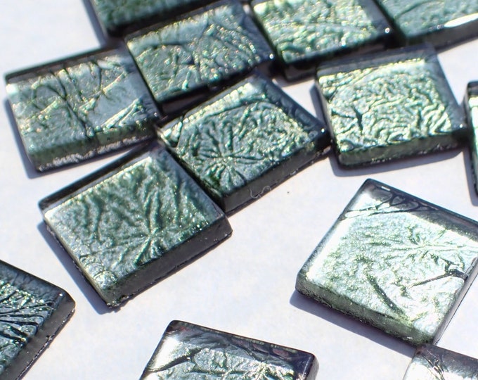 Dark Emerald Green Foil Square Tiles - 20mm - Set of 25