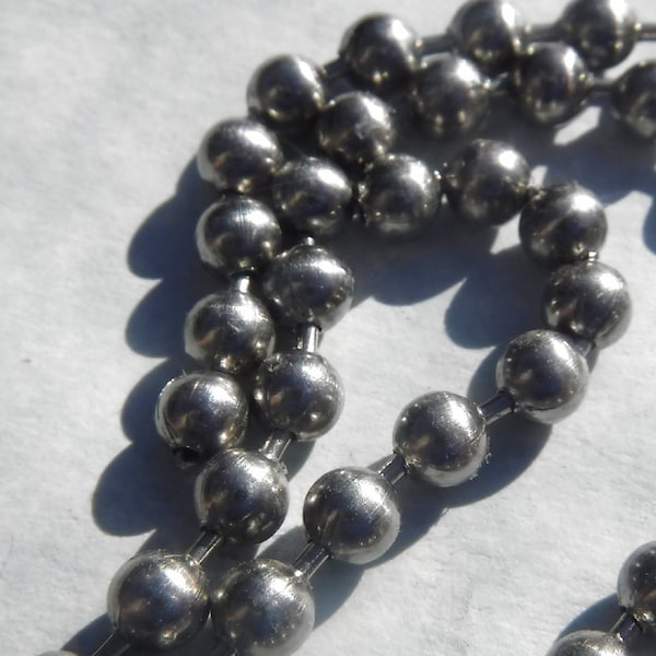 Stainless Steel Ball Chain - 4mm - #8 - By the Foot - Outdoor Mosaics