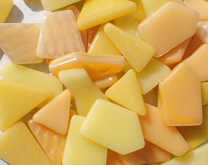 Yellow Medley Irregular Glass Tiles - 50g of Polygons in Mix of Sizes - Golden Hour