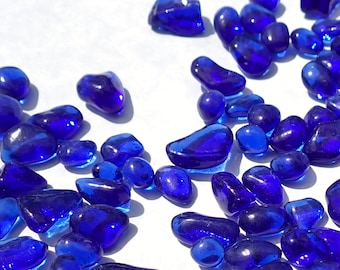 Blue Tumbled Glass Pebbles - Half Pound