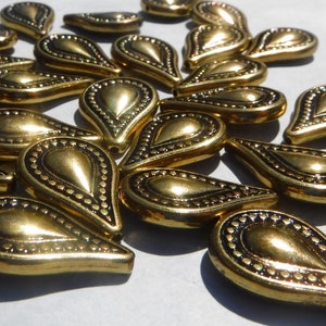 Large Metallic Tear Drop Beads - Gold-Toned 25mm