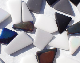 Monochrome Medley Irregular Glass Tiles - 50g of Polygons in Mix of Sizes - Twilight