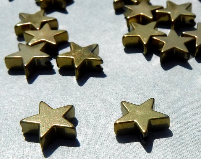 Star Beads - Gold Toned - 8mm - Electroplated Hematite - 20g