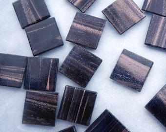 Black with Gold Vein Glass Mosaic Tiles Squares - 20mm - 100g Venetian Tiles