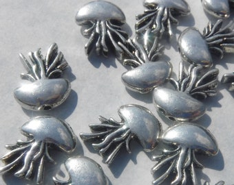 Jellyfish Beads - Silver-Toned 15mm - Tibetan Style