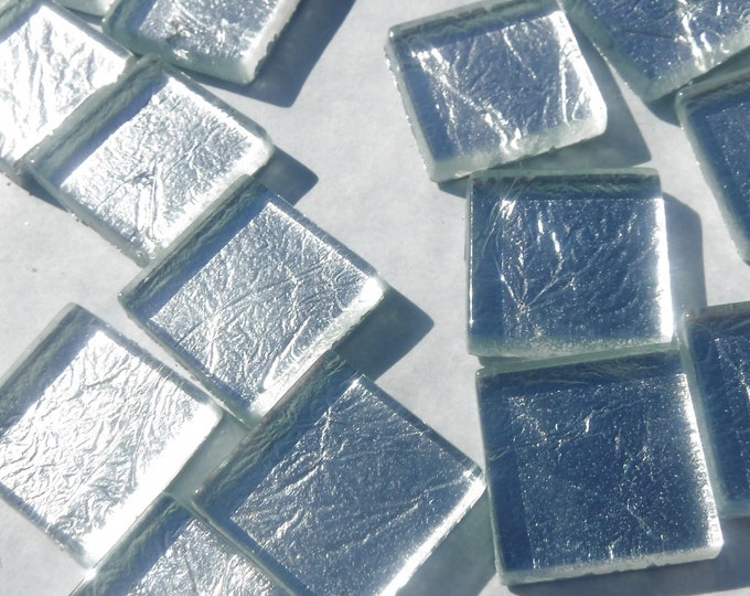 Silver Foil Square Glass Tiles - 25 Tiles - 20mm