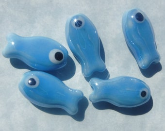 Blue Fish Ceramic Beads