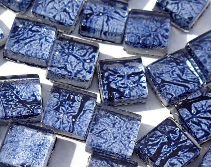 Midnight Blue Foil Square Crystal Tiles - 10mm - 50g