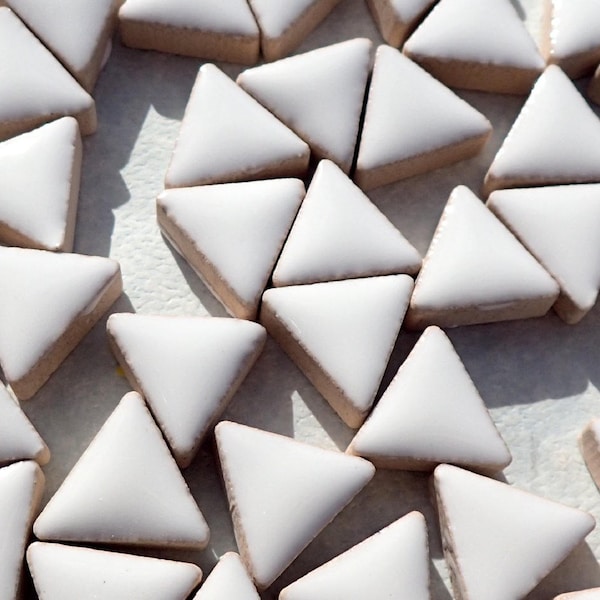 White Mini Triangles Mosaic Tiles - 50g Ceramic - 15mm