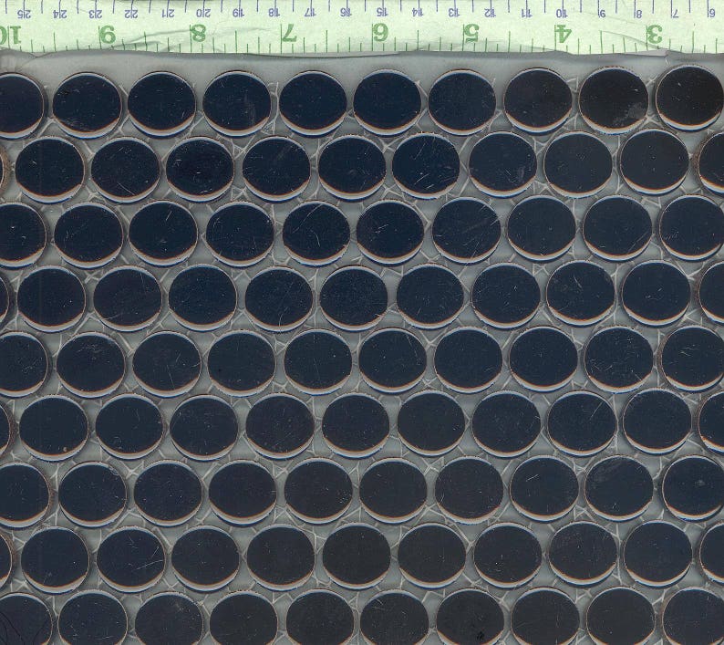 Circles Penny Rounds Black Ceramic Tiles 25 Tiles Round Mosaic Tiles 2 cm or .75 inch