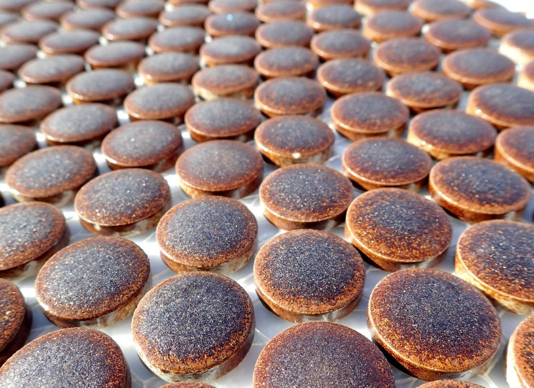 Bronze Ceramic Tiles Round Mosaic Tiles 2 Cm or .75 Inch 25 Tiles Penny