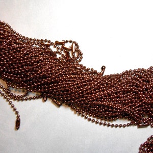Chocolate Brown Ball Chain Necklaces 24 inch 2.4mm Diameter Set of 10 image 1