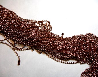 Chocolate Brown Ball Chain Necklaces - 24 inch - 2.4mm Diameter - Set of 10