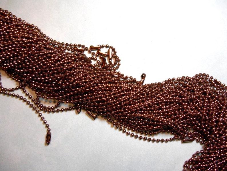 Chocolate Brown Ball Chain Necklaces 24 inch 2.4mm Diameter Set of 10 image 1