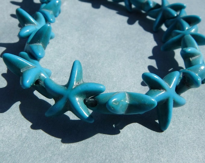 Blue Sea Stars Stone Beads - Strand of Starfish Beads