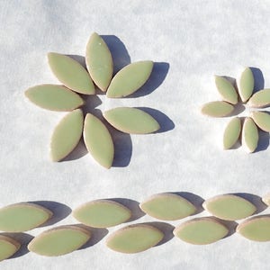 Pistachio Green Petals Mosaic Tiles 50g Ceramic Leaves in Mix of 2 Sizes 1/2 and 3/4 Muted Peppermint Green image 2