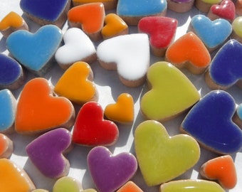 Wild at Heart Mix - Assorted Colors of Ceramic Hearts - 50g