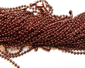 Chocolate Brown Ball Chain Necklaces - 24 inch - 2.4mm Diameter - Set of 25