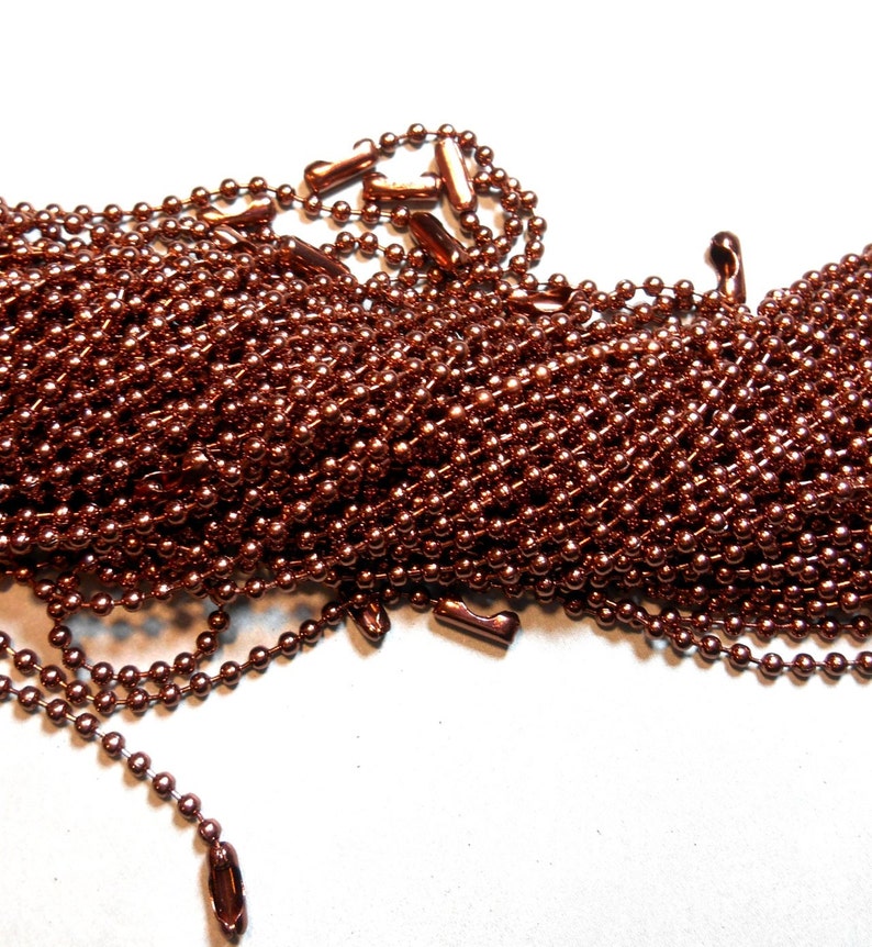 Chocolate Brown Ball Chain Necklaces 24 inch 2.4mm Diameter Set of 10 image 2