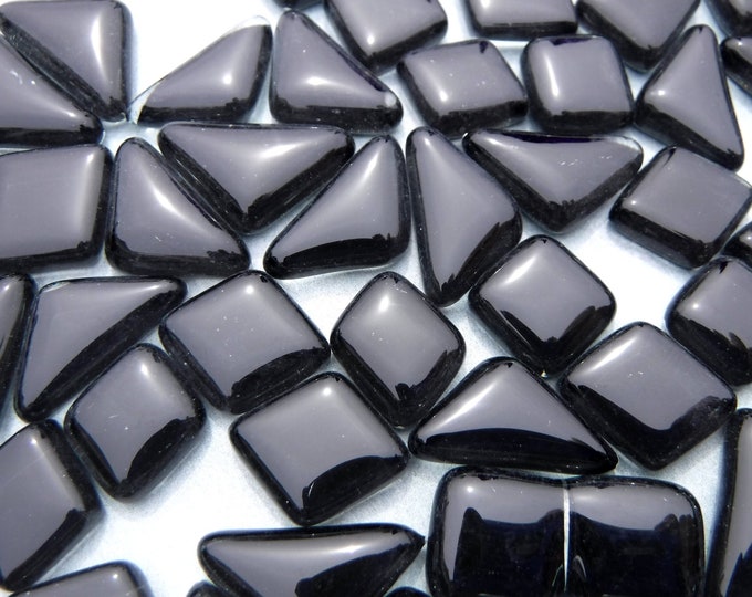 Black Glass Puzzle Tiles - Assorted Shapes - 100 grams