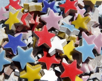 Bright Stars Mosaic Tiles - 50 Ceramic 3/4 Inch Tiles in Assorted Colors