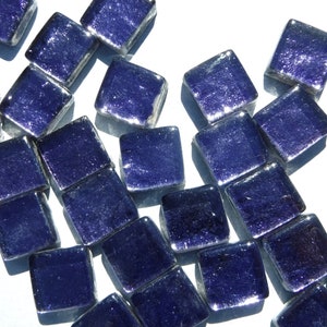 Darkest Indigo Metallic Foil Glass Tiles - 12mm - 50g - Approx 25 Anil Blue Squares