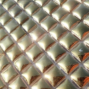 Gold Tiny Square Mosaic Tiles - 1 cm Ceramic  - Half Pound in Shiny Mirror Finish