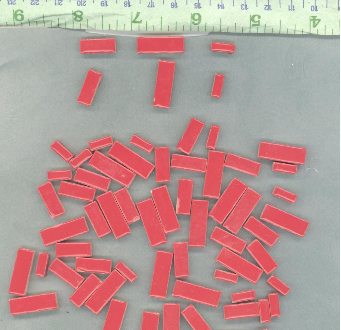 Bright Red Mini Rectangles Mosaic Tiles - 50g Ceramic in Mix of 3 Sizes ...