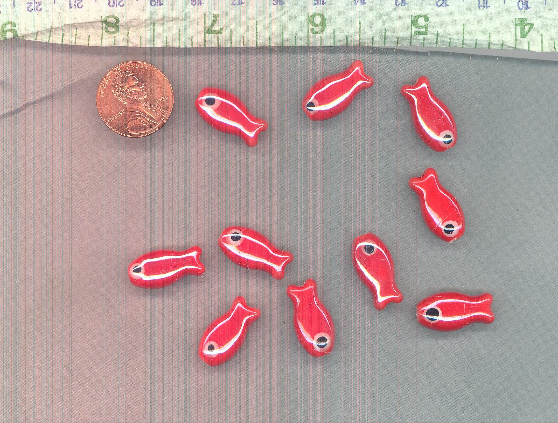 Red Fish Ceramic Beads