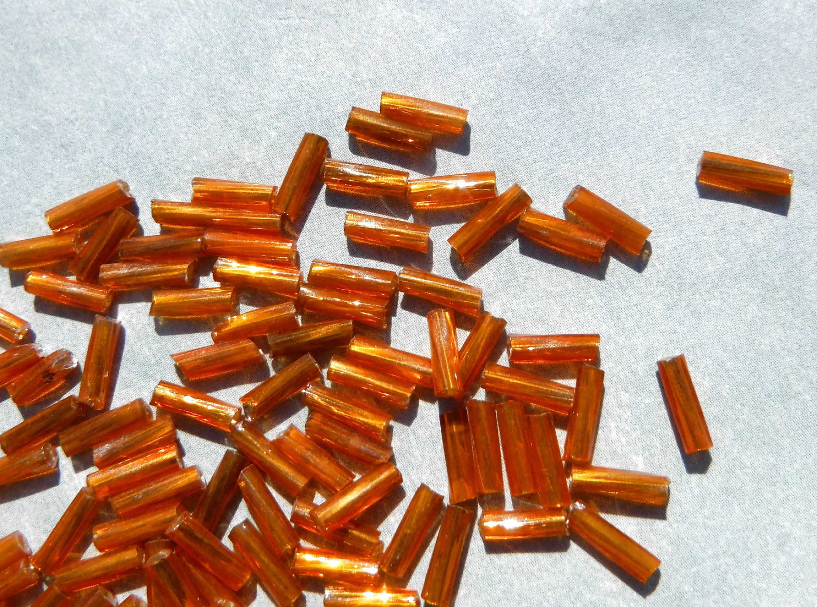 Orange Twisted Bugle Beads - 2x6mm - 20g