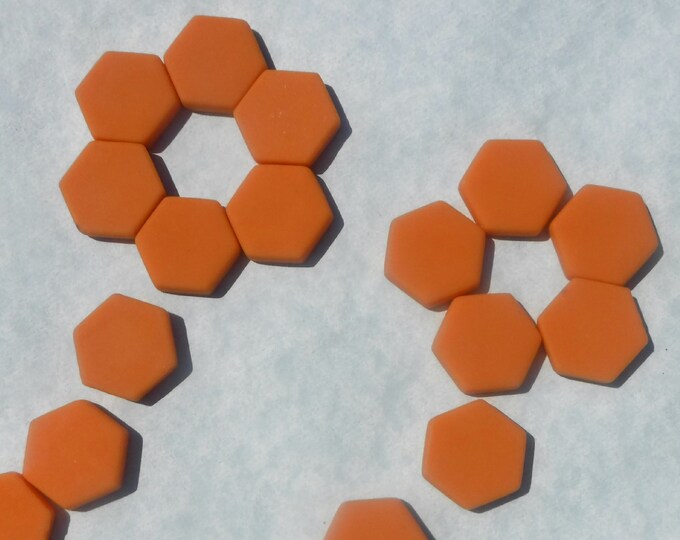 Orange Hexagon Mosaic Tiles - 25 Glass 23mm MATTE Tiles