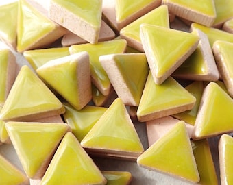 Green Mini Triangles Mosaic Tiles - 50g Ceramic - 15mm in Kiwi