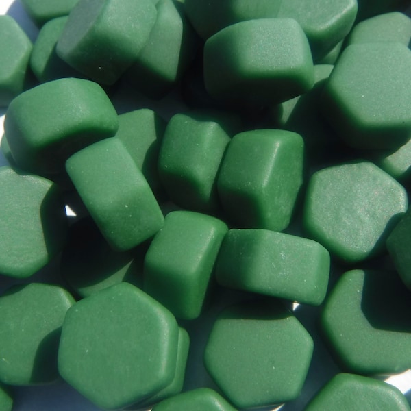 Cedar Green Hexagon Mosaic Tiles - 10mm - 50g Opaque Glass Tiles MATTE Finish